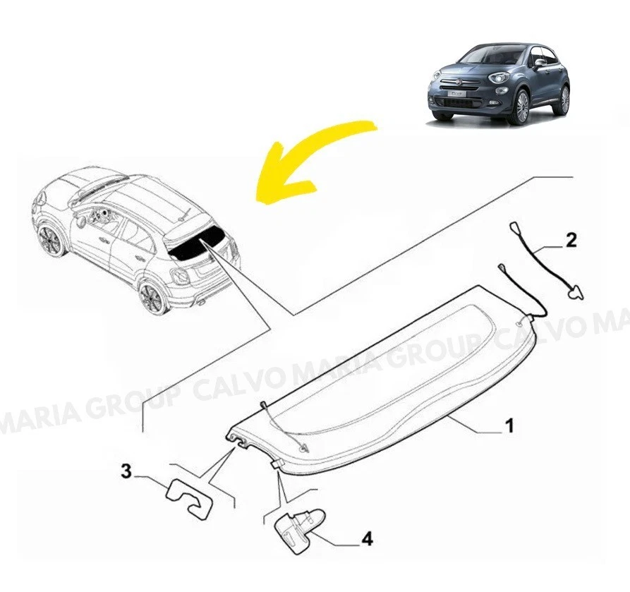 Mensola Cappelliera Copribagaglio Fiat 500X con Tiranti Inclusi | Resistente e Originale - immagine 4