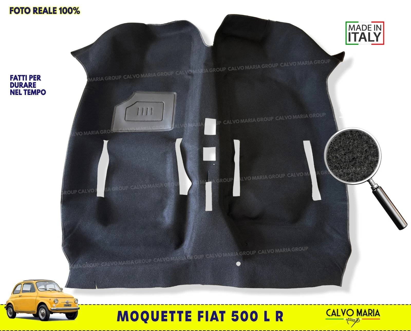 Moquette Pavimento Nuova per Fiat 500 d’Epoca (1957-1976) | Made in Italy | Resistente - immagine 2