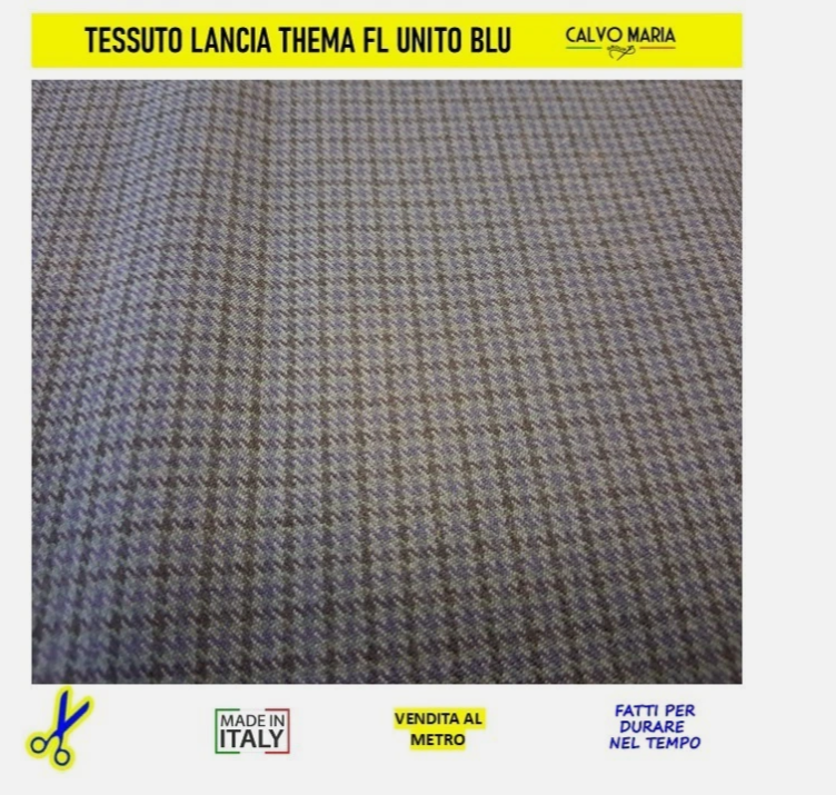 Tessuto Originale Lancia Thema FL Blu Unito 145x128 cm Raro Restauro Interni - immagine 2