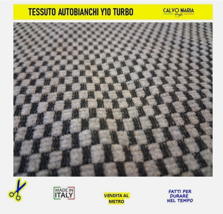Tessuto Originale Autobianchi Y10 Turbo Optical Nero 103x136 cm Pezzo Unico