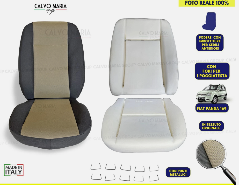 Kit 8 Pezzi Imbottiture Sedili + Fodere Tessuto Originale Fiat Panda 169 (2003-2012) - immagine 2