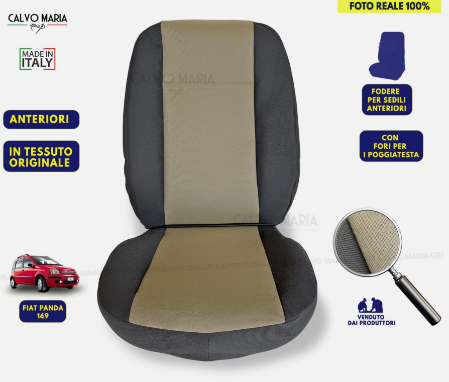 Kit 8 Pezzi Imbottiture Sedili + Fodere Tessuto Originale Fiat Panda 169 (2003-2012) - immagine 5