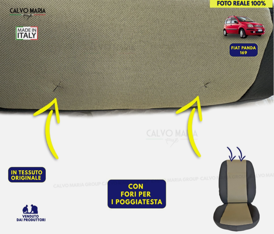 Kit 8 Pezzi Imbottiture Sedili + Fodere Tessuto Originale Fiat Panda 169 (2003-2012) - immagine 6