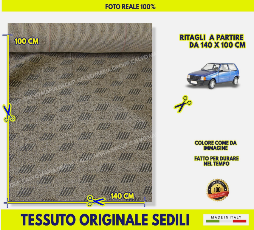 Tessuto Originale Fiat Uno a Barrette al Metro Stoffa Sedili Tappezzeria Auto - immagine 2