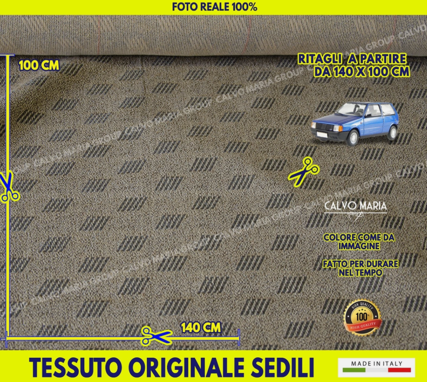 Tessuto originale a barrette per sedili Fiat Uno al metro Made in Italy